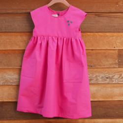 Girl's Cotton Dress - Bright Pink